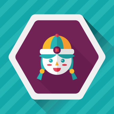 Çin yeni yılı kız uzun gölge, eps10 düz simgesiyle