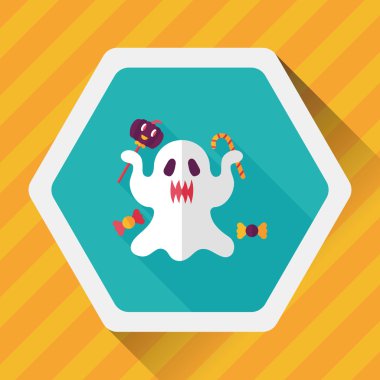 Ghost lapos ikon a hosszú árnyék, eps10