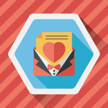 düğün davetiyesi düz simgesi ile uzun gölge, eps10