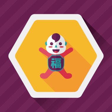 Çin yeni yılı uzun gölge, eps10 düz simgesiyle