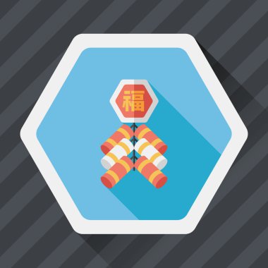 Çin yeni yılı uzun gölge, eps10 düz simgesiyle