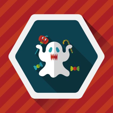 Ghost lapos ikon a hosszú árnyék, eps10