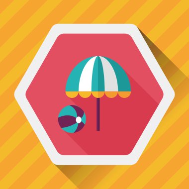 plaj şemsiyesi uzun gölge, eps10 ile topu düz simgesiyle