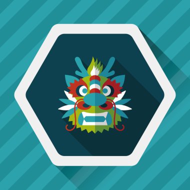 Çin yeni yılı düz simgesi ile uzun gölge, eps10, dragon ve