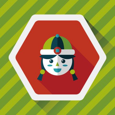 Çin yeni yılı kız uzun gölge, eps10 düz simgesiyle