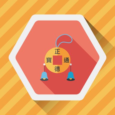 Çin yeni yılı düz simgesi ile uzun gölge, eps10, Kos şanslı p