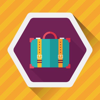 Vintage seyahat bavul, uzun gölge, eps10 ile düz simgesi