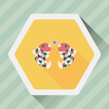 Çin yeni yılı uzun gölge, eps10, Çinli bir dekor ile düz simgesi