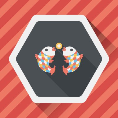 Çin yeni yılı uzun gölge, eps10, Çinli bir dekor ile düz simgesi