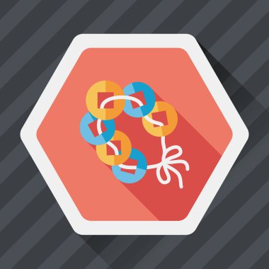 Çin yeni yılı düz simgesi ile uzun gölge, eps10, eski paralar