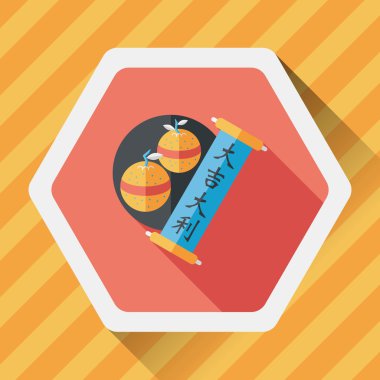 Çin yeni yılı uzun gölge, eps10, Çince şanslı düz simgesi