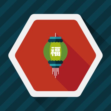 Çin yeni yılı uzun gölge, eps10, Çinli şenlik ile düz simgesi