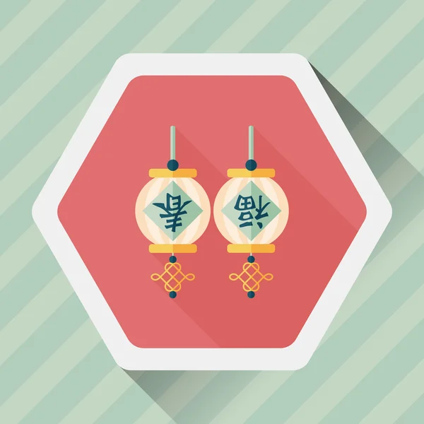 Año Nuevo chino icono plano con sombra larga, eps10 — Vector de stock