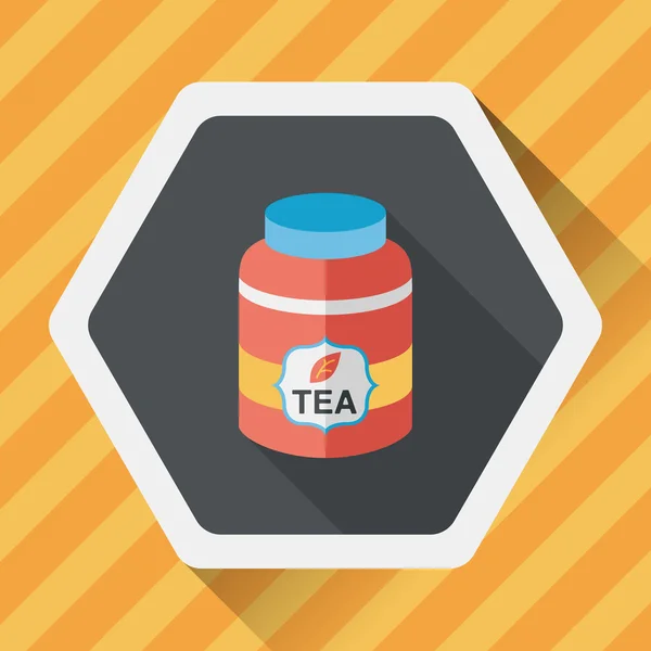 Herbaty pojemnik płaski ikona z długim cieniem, eps10 — Wektor stockowy