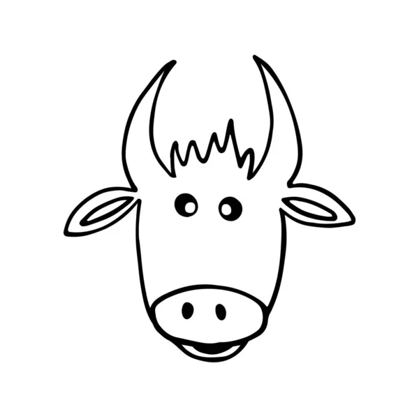 Image Dessinée Main Une Vache Taureau Mignon Illustration Vectorielle Une — Image vectorielle