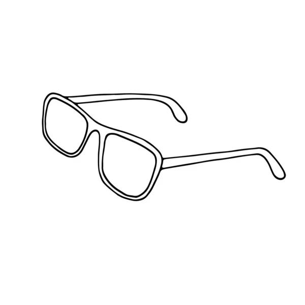 Icono Garabato Gafas Ilustración Dibujada Mano Con Gafas Negras Sobre — Vector de stock
