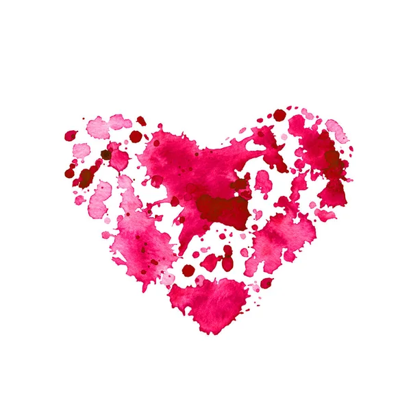 Watercolor Abstract Pink Stain Splashes Shape Heart Bright Texture Colorful — Stock Photo, Image