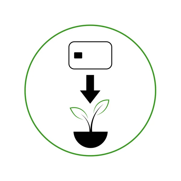 可生物降解信用卡的概念 在堆肥中降解并可用作植物肥料的银行支付卡 在白色背景上勾画出图像轮廓 维多图标 — 图库矢量图片#