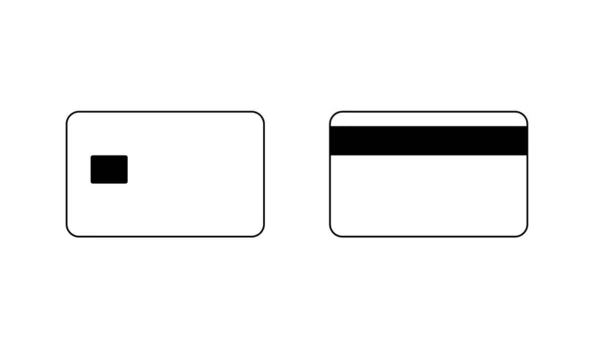 信用卡的线图标 塑料付款卡 正面和背面在白色背景上隔离 矢量说明 — 图库矢量图片#