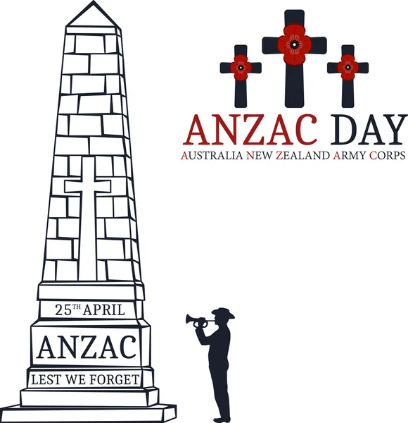 Día de Anzac. Tarjeta de felicitación — Vector de stock