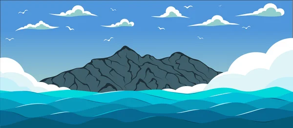 Mer bleue avec vagues — Image vectorielle