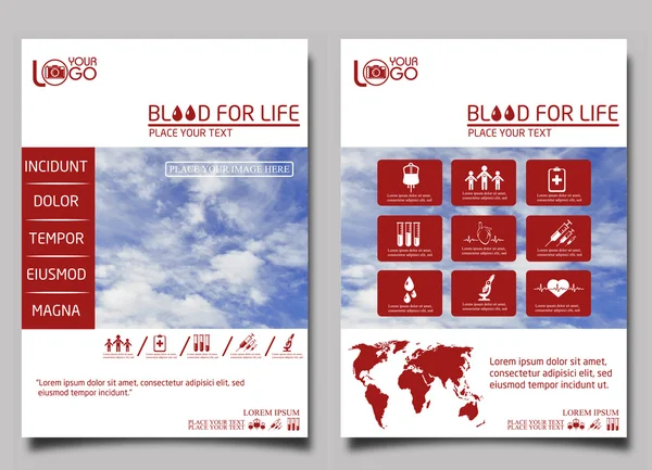 Donante de sangre. Flyer diseño plantilla vector — Vector de stock