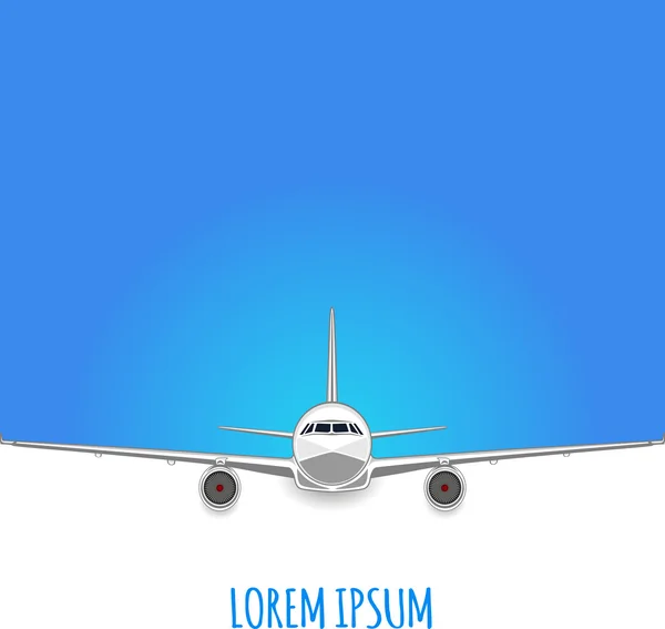 客机上白色-蓝色背景 — 图库矢量图片