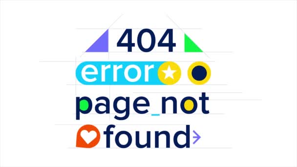 404 error, page not found 2D animation — Stock Video