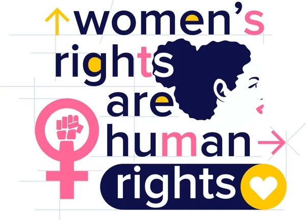 Women rights are human rights lettering — Stock Vector
