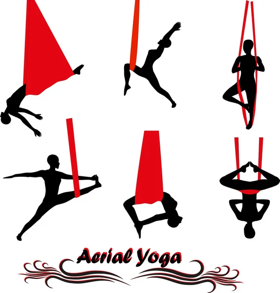 Yoga aéreo — Vector de stock