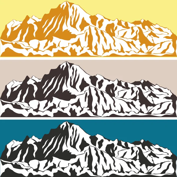 Vectorillustratie van een bergketen. Alpine gletsjer — Stockvector