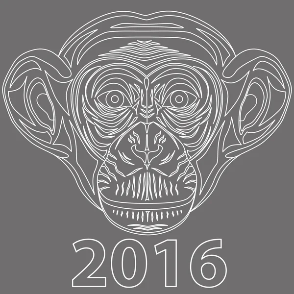 Ilustración de línea de chimpancé — Archivo Imágenes Vectoriales