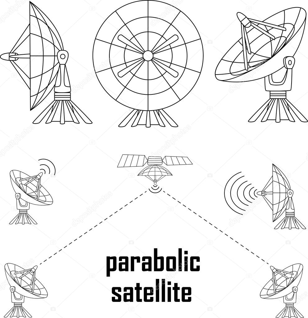 Vector illustration parabolic sattelit. Isolated object on a white background