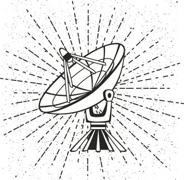 Vektör çizim parabolik sattelit. Yalıtılmış nesne üzerinde beyaz bir arka plan
