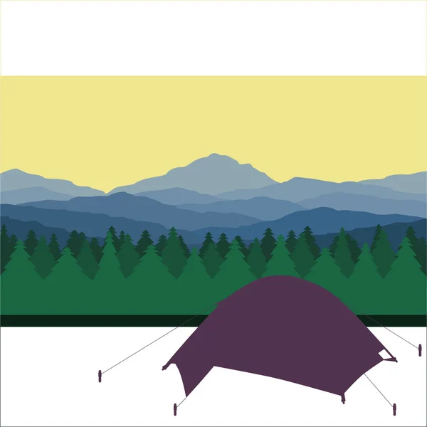 Camp en forêt — Image vectorielle