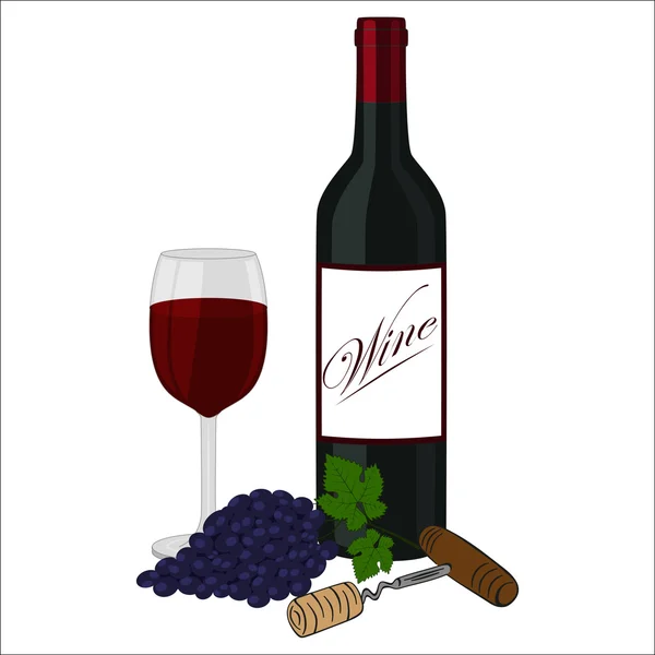 와인 포스터입니다. 유리 와인 병의 그림 — 스톡 벡터