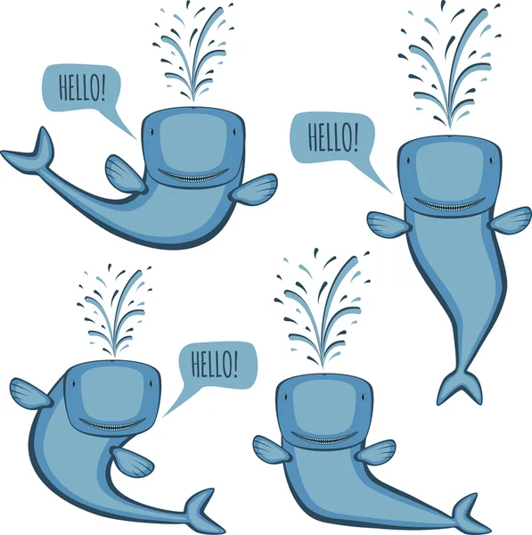 Geanimeerde walvis set — Stockvector