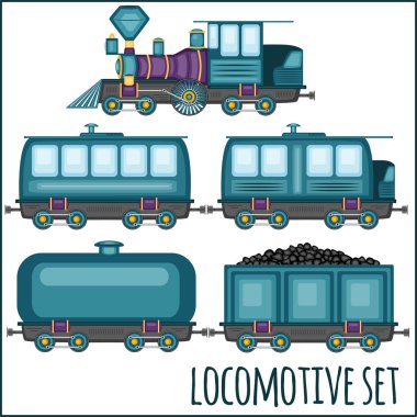 vintage lokomotifler kümesi