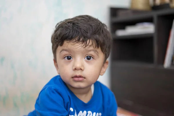 Portrait Young Indian Infant Kid Innocent Eyes — Stock Photo, Image