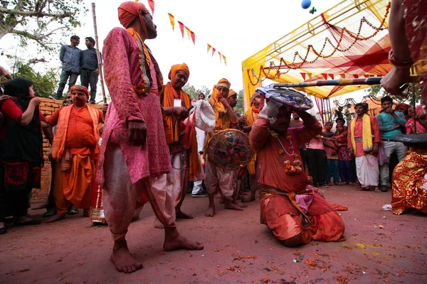 Mathura Uttar Pradesh India Januari 2020 Bred Vinklad Bild Människor — Stockfoto