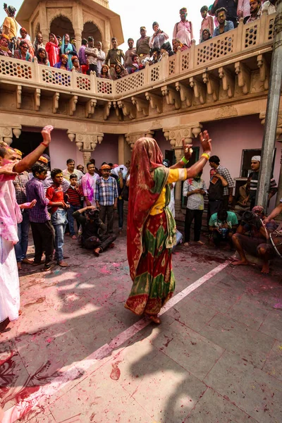Mathura Uttar Pradesh Indie Ledna 2020 Žena Taneční Vystoupení Festivalu — Stock fotografie