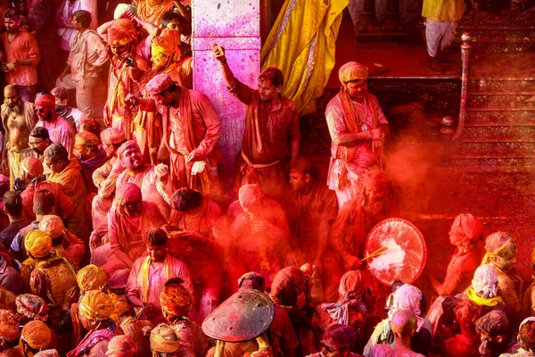 Barsana Uttar Pradesh Índia Fevereiro 2021 Pessoas Índia Desfrutam Festival — Fotografia de Stock