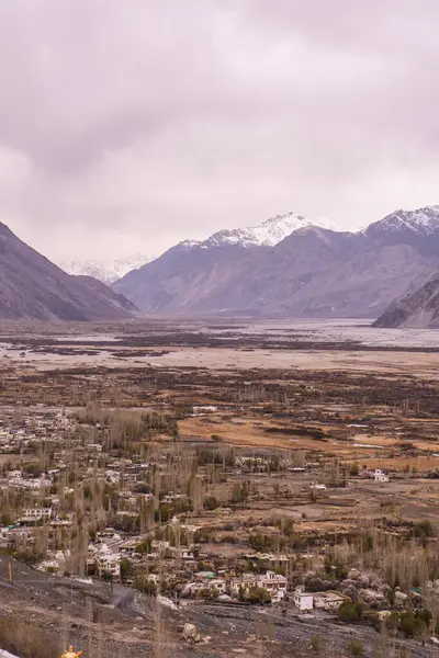 Bela Paisagem Vale Nubra Ladakh Capturado Com Drone Vista Aérea — Fotografia de Stock