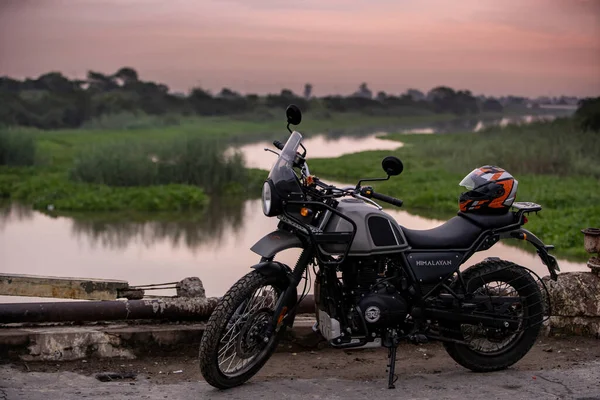 Delhi New Delhi India September 2021 Royal Enfield Himalyan Parked — Stock Photo, Image