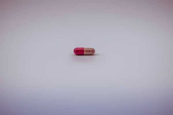 Colorful Covid Corona Virus Sars Cov Pill Isolated White Background — Stock Photo, Image
