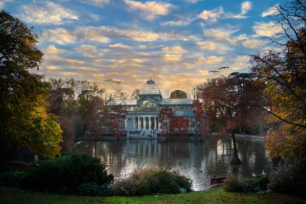 Vistas Este Hermoso Palacio Cristal Parque Del Retiro Madrid Vistas — Foto de Stock