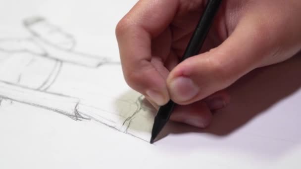 Ręczne Malowanie Ołówkiem Białym Papierze — Wideo stockowe