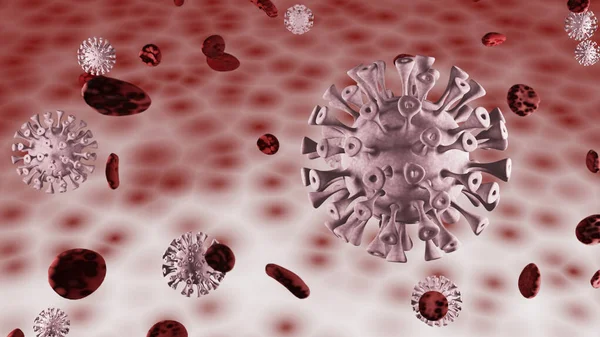 Coronavirus 2019-nCov romanı Coronavirus konsepti Asya gribi salgını ve koronavirüs gribi salgını için sorumludur. Mikroskop virüsü yaklaşıyor. 3d oluşturma.