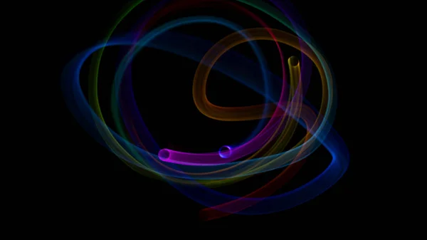 Abstract Rotating Neon Lights Texture Black Empty Copy Space Colored — Stock Photo, Image