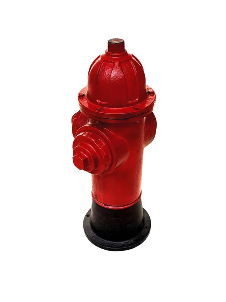 红色消防栓隔离在白色背景下 对人体安全 连接软管灭火 图库图片